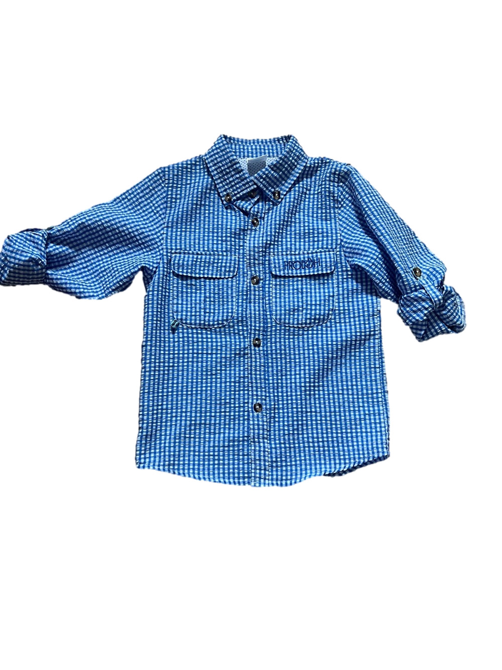 Prodoh Blue Gingham Checked Button-Down Shirt for Kids - Size 7